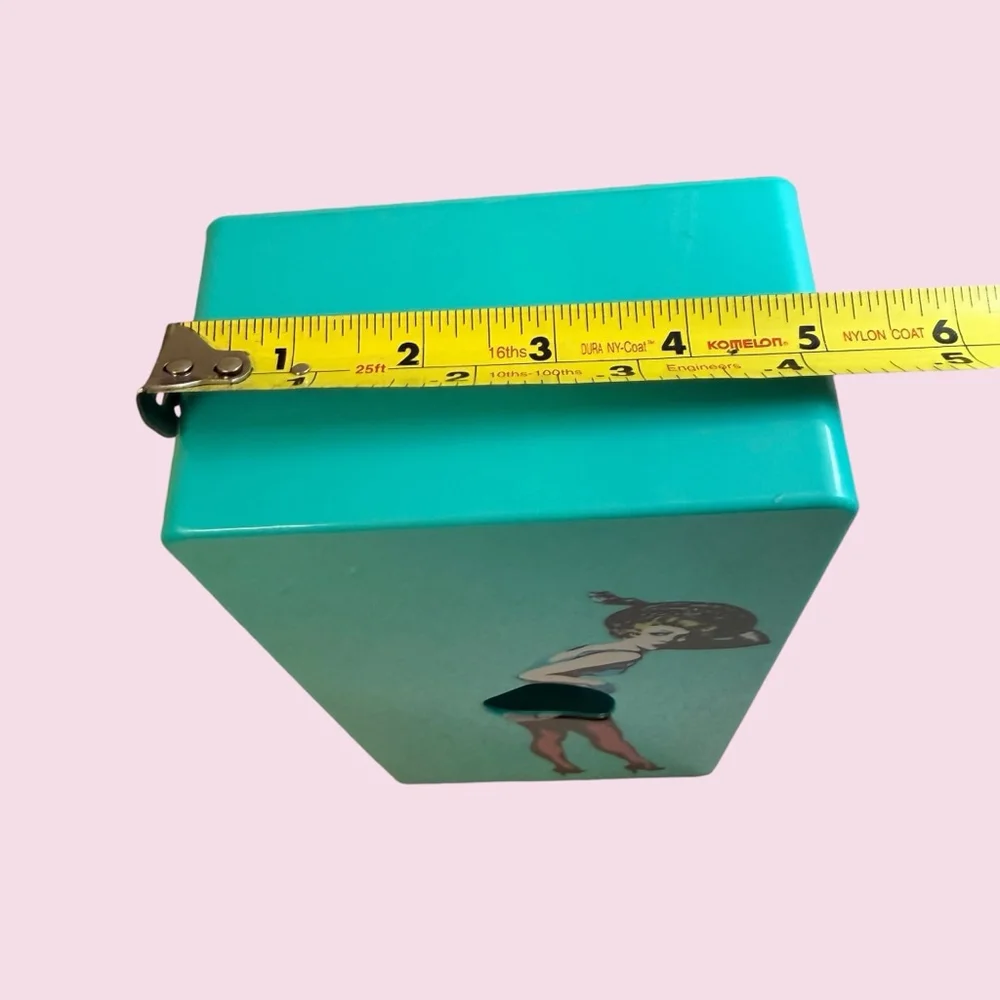 Retro Pin Up Girl Flying Skirt Tissue Box Dispenser Wall Mount Set Orange Teal